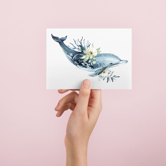 Wall Art Watercolor Dolphin Print Poster Unframed - Picture 7 of 16